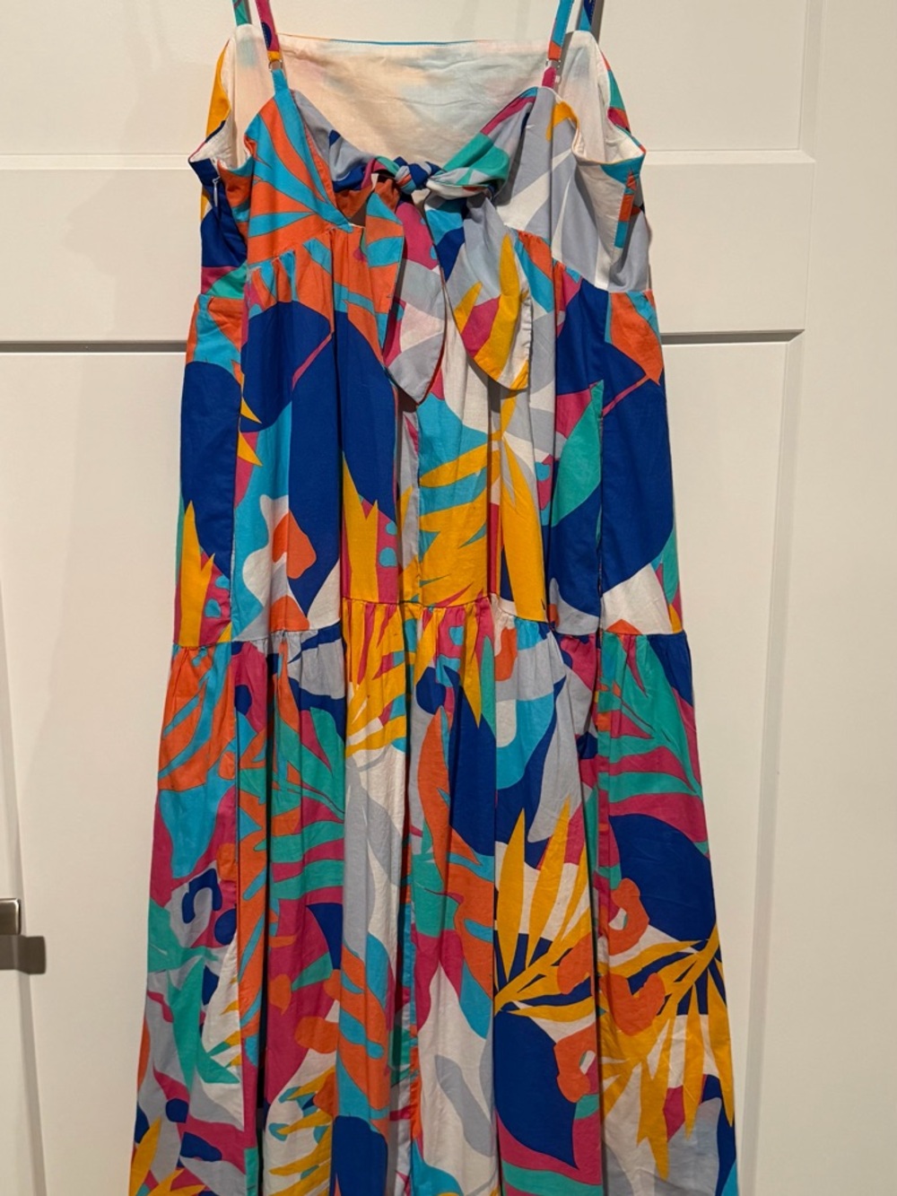 J. Crew Tropical Print Tiered Maxi Dress in Blue, Yellow, Orange & Pink - Picture 4 of 8